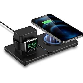 ESR Cargador Inalámbrico Magnético 2 en 1 HaloLock con Soporte para Cargador iWatch,Cargador compatible MagSafe para iPhone 13/13 mini/13 Pro Max/12/AirPods Pro, iWatch 5/4/3, Cable iWatch No Incluido