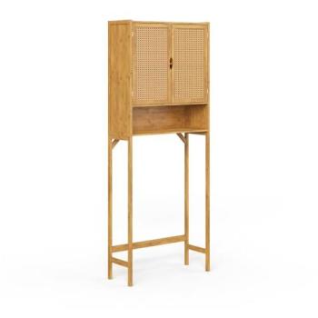 Armario para lavadora Vicco Eloa de bambú 66 x 168 cm con 2 puertas y estantes
