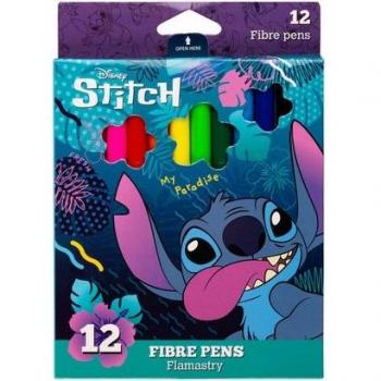 Rotuladores 12 unidades Stitch Coolpack - Set de 12 rotuladores, colores variados, tinta a base de agua, punta fina para detalles precisos, ideales para manualidades y trabajos escolares