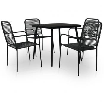 vidaXL 5 Piece Garden Dining Set Cotton Rope and Steel Black