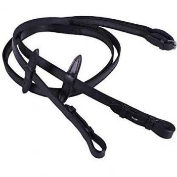 Riendas Antideslizantes QHP Super Grip para Caballo en Marrón y Negro