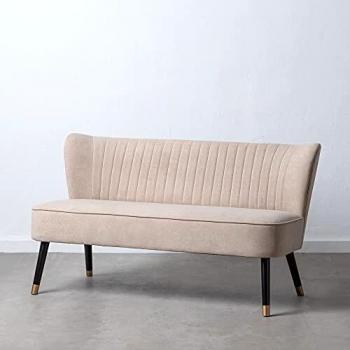 Sofá 2 plazas Beige de Terciopelo y Madera de 131x71x75 cm - LOLAhome
