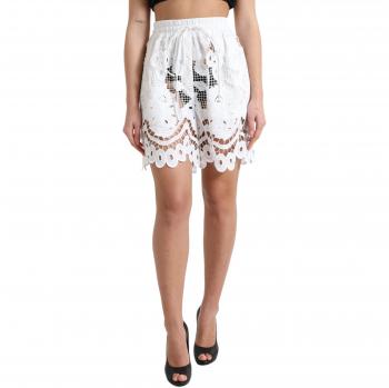 Dolce & Gabbana White Cotton Cutout High Waist Bermuda Shorts - IT40|S