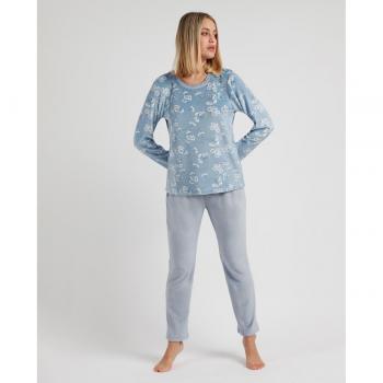 Pijama de mujer estampado White Flowers azul
