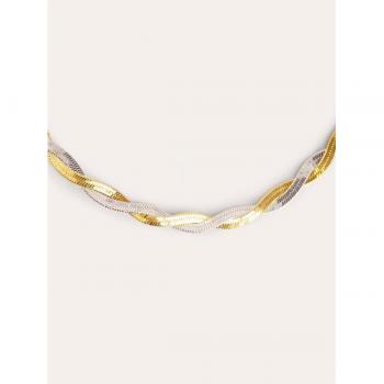 Collar Lisse Twister de acero bañado en oro bicolor SINGULARU