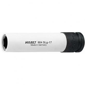 Hazet 904SLG-17 Llave de vaso de impacto hexagonal extralarga cuadrado hueco 1/2 pulgadas (12,5 mm) perfil de tracción de hexágono exterior 17 mm