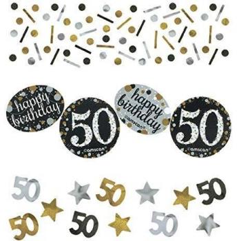 Amscan 360191 - Confeti para celebración de 50 cumpleaños, 34 g, color dorado