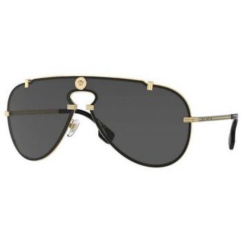Versace VE2243 Sunglasses, Color 100287, Men's Pilot Style, Gold Frame, Dark Grey Lenses