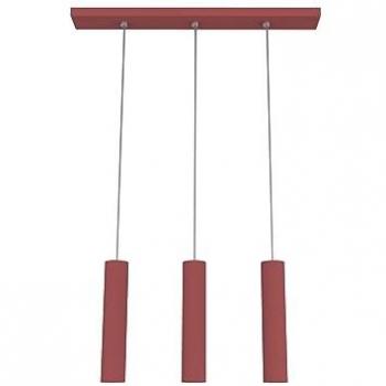 Lámpara colgante moderna redonda de metal con 3x GU10, piel de vaca roja, max 33w, 70cm x 30cm