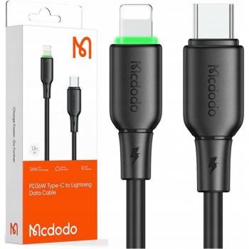 Cable de Carga Rápida USB-C a Lightning Mcdodo con LED 1.2m Negro
