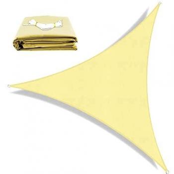 OKAWADACH Toldo Vela de Sombra Triangular 3 x 3 x 3m, Vela de Sombra Protección UV para Patio, Exteriores, Jardín, Beige Claro