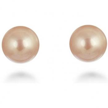 Pendientes de plata de ley 925 con perla rosa y acabado en baño de rodio Luxenter