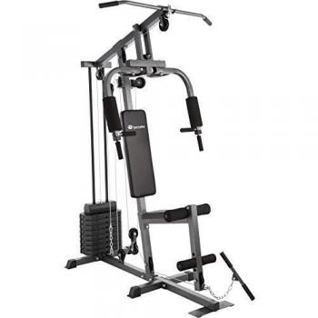 Estación de Musculación Tectake Atlas 150 kg con Módulo Butterfly y Extensor de Piernas, Tapizado en Cuero Sintético - Dimensiones 160 x 101 x 203 cm