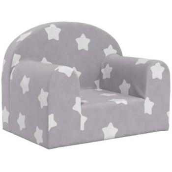 Sofá para Niños de Felpa Suave Gris Claro con Estrellas