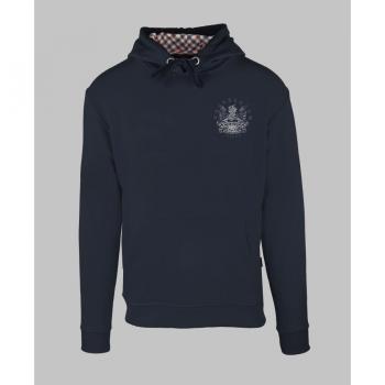 Aquascutum Men's Aldis Emblem Logo Navy Blue Hoodie - Size Small