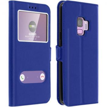 Funda Libro con Doble Ventana Azul para Samsung Galaxy S9