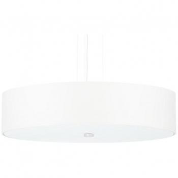 Lámpara Suspendida Skala 50 Blanca E27 Cristal Acero Tela 5 Bombillas LED 102cm