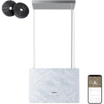 Campana Extractora de Isla Ciarra CD4850W 48cm A+++ Mármol Blanco 700m³/h Wi-Fi Touch 4 Velocidades Función Boost