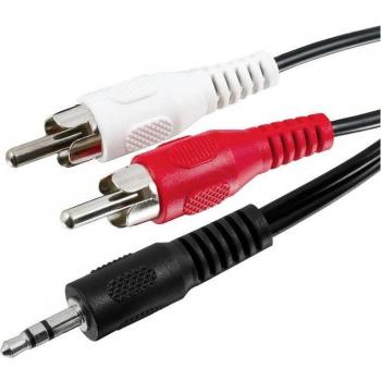 Cable de Audio 3.5mm Jack a 2x RCA Macho/Macho, 5 Metros, Color Negro