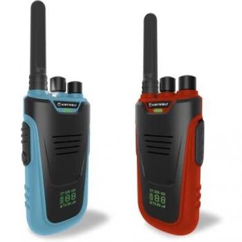 Walkie Talkie Recargable Kidytalk KIDYWOLF Azul-Vermello con características de Xogos ao aire libre