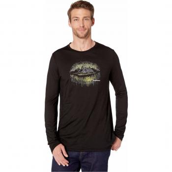 SmartWool Merino Sport 150 Mountain Aurora Long Sleeve Camiseta, Hombre, Negro, Large