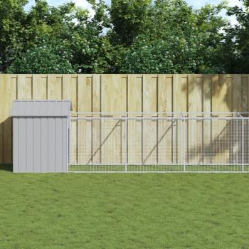 vidaXL Dog House with Roof Light Grey 117x1017x123 cm Galvanised Steel