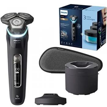 Philips S9986/63 Afeitadora Wet & Dry serie 9000 con tecnología Skin IQ, con sensor protector de presión, cuchillas Steel Precisión dobles y cabezales flexibles 360-D