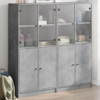 Estantería con puertas de madera multicapa gris 136x37x142 cm