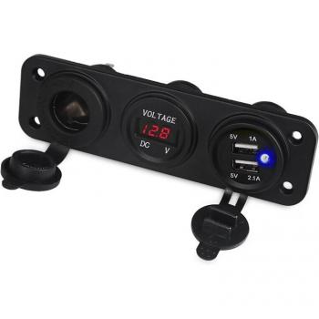 Cargador USB Dual para Coche y Motocicleta con Voltímetro, Adaptador de Enchufe para Encendedor de Cigarrillos 12V, 5V 4.2A