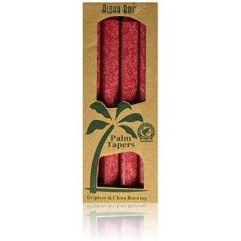 Aloha Bay, Red Unscented Palm Taper's, 4 - 9 Inch Candles