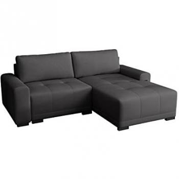 Sofá rinconero Columbus 183, gris, con función de descanso y caja de ropa de cama, dimensiones 237 x 180 x 75 cm
