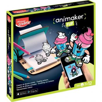 Animaker Flip Pop Logo - Juego creativo de Maped, incluye piezas intercambiables para crear animaciones en 3D, fácil de usar, fomenta la creatividad y habilidades motoras, adecuado para niños a partir de 6 años