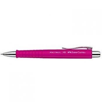 Bolígrafo retráctil Faber Castell Poly Ball XB - Punta 0.7 mm - Color negro - Cuerpo fucsia