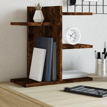 Organizador de Escritorio Madera Roble Ahumado 42x21.5x42 cm, Almacenamiento de Escritorio, Organizador de Papelería, Estante de Almacenamiento de Escritorio