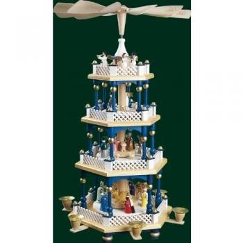 Pirámide de Navidad nacimiento de Cristo, 3 pisos, 54 cm. de alto, orginal de los Montes Metálicos