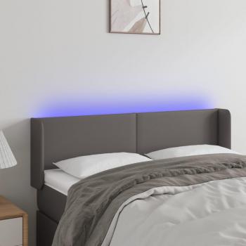 Cabecero LED Cuero Sintético Gris 147x16x78/88 cm
