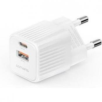 Cargador USB 4smarts VoltPlug Duos Mini PD 20W, 2x USB-A y USB-C, Color Blanco