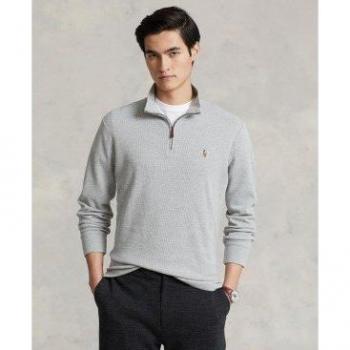 Jersey de hombre Ralph Lauren, algodón, cuello alto con cremallera, color gris