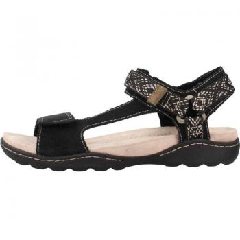 Sandalias de Mujer Clarks Amanda Step Negro con diseño cómodo, plantilla acolchada, suela antideslizante, cierre tipo hebilla y material sintético