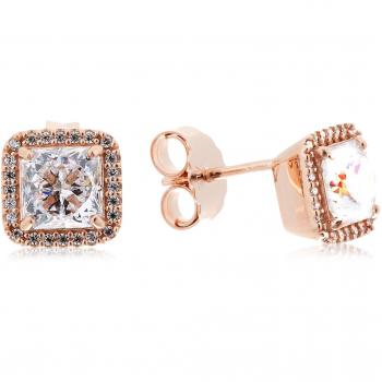 Pandora Rose Timeless Elegance Square Halo Stud Earrings with Cubic Zirconia 280591CZ