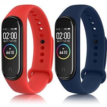 NAGAO 2 Pack Correas Compatible con Xiaomi Mi Band 4 Xiaomi Mi Band 3,Suave Silicona Pulseras de repuesto Original Correa para Xiaomi Mi Smart Band 4