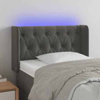 Cabecero LED gris oscuro de terciopelo con dimensiones 83x16x78/88 cm