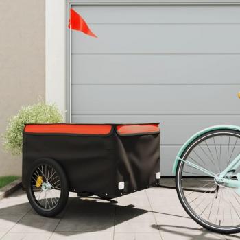 Remolque de carga para bicicleta hierro negro y naranja 45 kg Vidaxl
