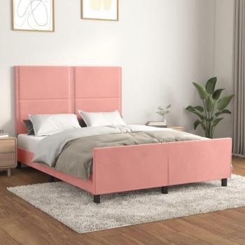 Cabecero de terciopelo rosa 140x200 cm Estructura de cama sin colchón terciopelo rosa 140x200 cm
