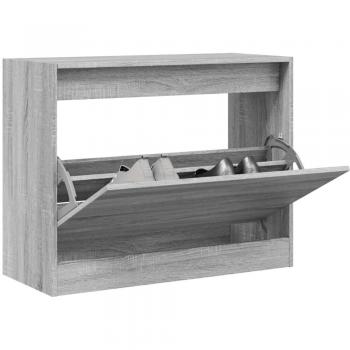 Zapatero de madera multicapa gris Sonoma 80x34x63 cm