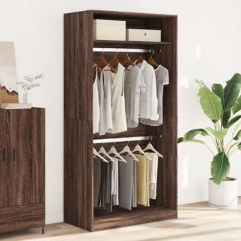 Armario de Almacenamiento madera contrachapada color roble marrón 100x50x200 cm
