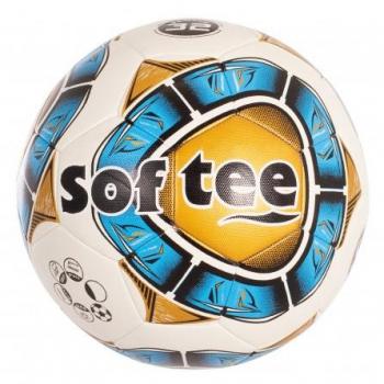 Balón de fútbol Softee Zafiro, material sintético, tamaño 5, diseño clásico en colores azul y blanco, ideal para entrenamiento y partidos, costuras resistentes, cámara de aire butilo para mejor retención de presión