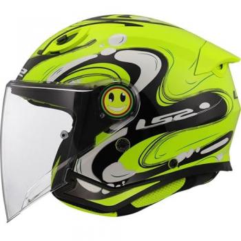 Casco Jet para Niños LS2 OF622 Funny II Glup Negro Amarillo Alta Visibilidad L