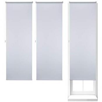 Set de 3 Estores Opacos Térmicos Sin Perforar 70x210 cm, Cortinas Enrollables con Cadena, Tela-Aluminio-Plástico, Color Blanco