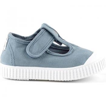 Sandalias cerradas de lona DREC para niños Victoria con tira adherente y puntera de goma